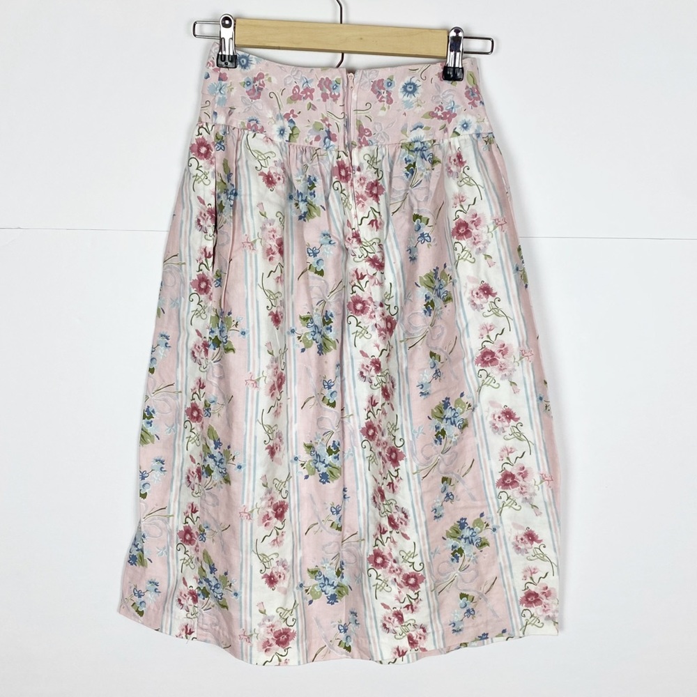 Floral Midi Skirt Size 4 Pink Cottage-Core - Picture 2 of 7